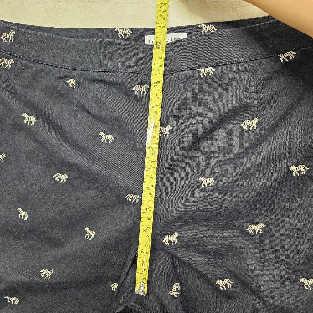 Coldwater Creek Zebra Embroidered Cropped Pants Size 16 Black Novelty Equestrian - Picture 4 of 12